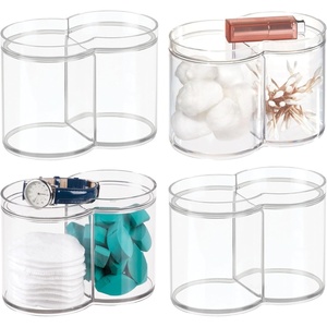 image:imageInterDesign iDesign Stackable Dual Canister for Bathroom Vanity or Countertop Storage  Set of 4  ClearPack of 4