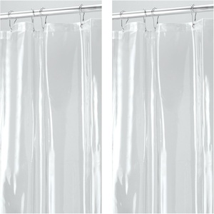 image:imageVinyl Plastic Long Shower Curtain Liner for use Alone or With Fabric Curtain 54 x 78 Inches Clear  12 Grommets Weighted Magnets78W x 54L Pack of 2