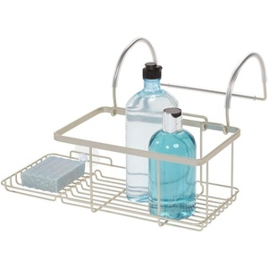 image:imageiDesign 23825EU Everett Drill Bathroom Storage Small Metal Hanging Tray Bath Caddy for Soap Cosmetics Books Tablet and Phone Matte Silver 307 cm x 26 cm x 17 cm  1208 x 102 x 664Satin