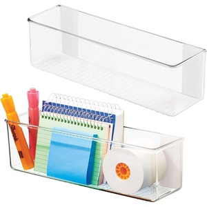 image:imageiDesign Adhesive Organizer Bin Set of 2 Clear  DamageFree Hanging For Kitchen Bathroom or OfficePack of 2