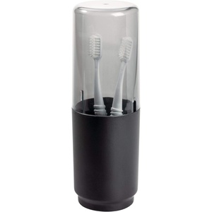 image:imageiDesign Austin Metal Covered Holder Stand Holds Regular and Electric Toothbrushes in Master Guest Kids College Dorm Bathroom Brushed  Holds Regular and Electric Toothbrushes for Bathroom or VanitySmokeMatte Black