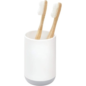 image:imageiDesign Cade Collection Toothbrush Holder Matte Black  For Normal Toothbrushes Spin Brushes Toothpaste 3 x 3 x 45WhiteGray