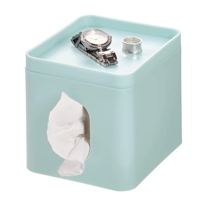 image:imageiDesign Cade Facial Tissue Cover Matte Soft Aqua  Boutique Box Holder For Vanity Countertops Desk Office amp Dorm