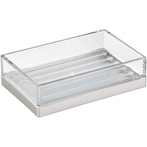image:imageiDesign Clarity BPAFree Plastic Bar Soap Dish5 x 325 x 134 ClearBrushed Nickel 18Inch by 16Inch