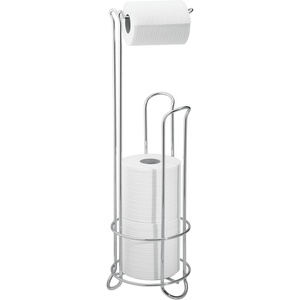 image:imageiDesign Classico Metal Toilet Tissue Roll Reserve Organizer for Bathroom Compact Organizer Holds 4 Rolls of Toilet Paper Satin Silver  Classico CollectionChrome