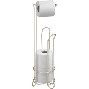 image:imageiDesign Classico Metal Toilet Tissue Roll Reserve Organizer for Bathroom Compact Organizer Holds 4 Rolls of Toilet Paper Satin Silver  Classico CollectionPc Satin