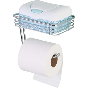 image:imageiDesign Classico Metal Wall Mount Toilet Paper Holder with Wire Shelf for Master Guest Kids Bathroom 725 x 525 x 53 ChromeChrome