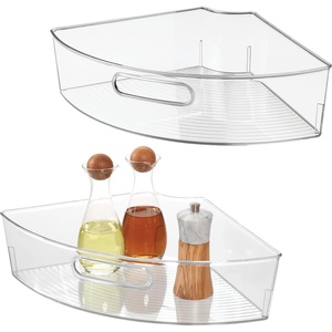 image:imageiDesign Clear Plastic 14 Wedge Bin 2Pack  Corner Lazy Susan Cabinet Kitchen Cabinet Organizer2 Piece Set
