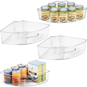 image:imageiDesign Clear Plastic 14 Wedge Bin 2Pack  Corner Lazy Susan Cabinet Kitchen Cabinet Organizer4 Piece Set