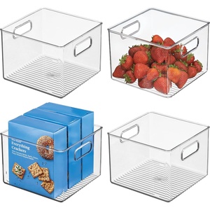 image:imageiDesign Clear Plastic Storage Bins 4Pack  For Kitchen Pantry and Fridge For Cabinets and ShelvesPack of 4