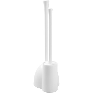 image:imageiDesign Compact Plunger Set White Set of 2  Toilet Brush Bathroom Cleaning StorageWhite