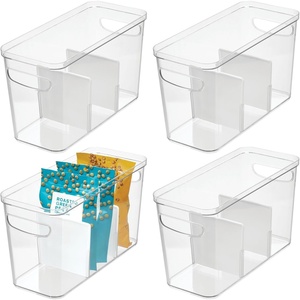image:imageiDesign Crisp Divided Organizer Bin with Handles 6 x 8 x 14 ClearMatte WhitePack of 4