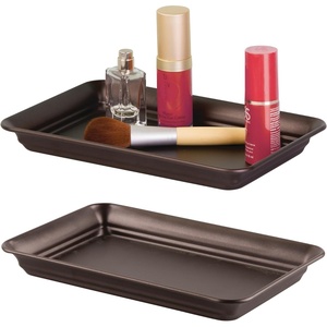 image:imageiDesign Decorative Countertop Vanity Tray Organizer for Bathroom Bedroom Closet Entryway Set of 2 97 x 63 x 1 BronzeSet of 2