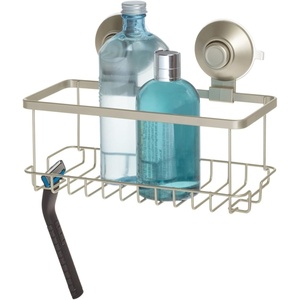 image:imageiDesign Everett Metal Push Lock Suction Shower Caddy Extra Space for Shampoo Conditioner and Soap with Hooks for Razors Towels Loofahs and More 91 x 453 x 363 Matte BlackSatin