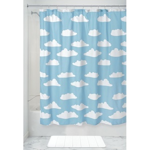 image:imageiDesign Fabric Shower Curtain with Cloud Pattern WaterResistant Shower Curtain for Kids Teenagers College Dorm Bathrooms 72 x 72 Gray and WhiteBlue