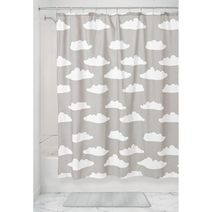 image:imageiDesign Fabric Shower Curtain with Cloud Pattern WaterResistant Shower Curtain for Kids Teenagers College Dorm Bathrooms 72 x 72 Gray and WhiteGrey