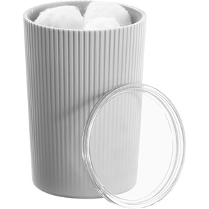 image:imageiDesign Fluted Plastic Bathroom Countertop or Vanity StorageSet of 2WhiteClear CanisterGrayClear
