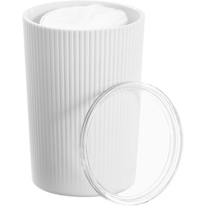 image:imageiDesign Fluted Plastic Bathroom Countertop or Vanity StorageSet of 2WhiteClear CanisterWhiteClear