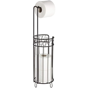 image:imageiDesign Freestanding Toilet Paper Holder Bronze  3Roll ReserveMatte Black