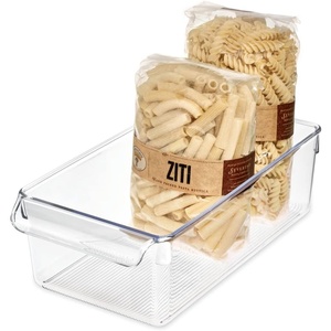 image:imageiDesign Fridge Storage Bin with Handle Set of 4 Clear  Fridge Tray for Meats and CheesesPack of 1