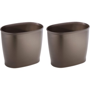 image:imageiDesign Kent Oval Wastebasket Trash Can for Bathroom Kitchen Office  GrayBronze  Set of 2