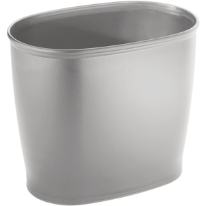 image:imageiDesign Kent Oval Wastebasket Trash Can for Bathroom Kitchen Office  GraySilver