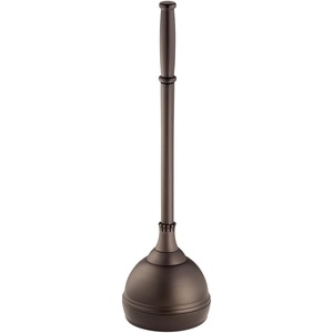 image:imageiDesign Kent Plastic Plunger with Cover Set Bronze  596 x 596 x 2166 For Master Guest Kids Office Bathroom Cleaning and StorageToilet Plunger