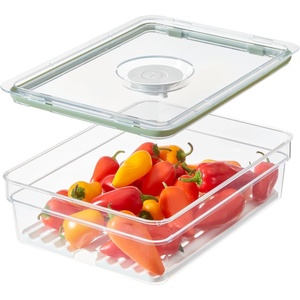 image:imageiDesign Large Fridge Produce Bin with Removable Drainage Tray and Lid  Set of 4  ClearWhitePack of 1
