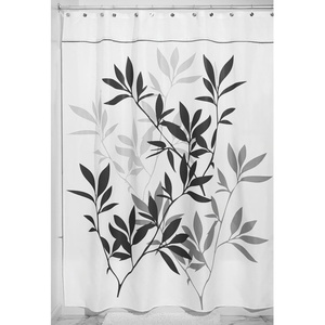 image:imageiDesign Laurel Fabric Polyester Shower Curtain 72 x 72  GrayBlue  1085 L x 87 W x 105 H Bathroom CurtainBlack and Gray