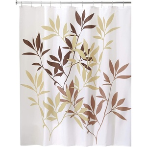 image:imageiDesign Laurel Fabric Polyester Shower Curtain 72 x 72  GrayBlue  1085 L x 87 W x 105 H Bathroom CurtainBrown