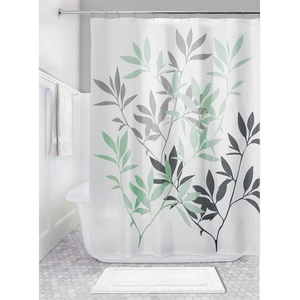 image:imageiDesign Laurel Fabric Polyester Shower Curtain 72 x 72  GrayBlue  1085 L x 87 W x 105 H Bathroom CurtainGray and Mint