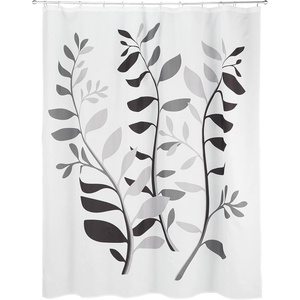 image:imageiDesign Laurel Fabric Polyester Shower Curtain 72 x 72  GrayBlue  1085 L x 87 W x 105 H Bathroom CurtainLaurel Gray and Black