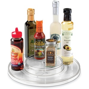 image:imageiDesign Linus Lazy Susan Cabinet Turntable  2Tier Organizer Tray for Kitchen Pantry or Countertops  11 Clear