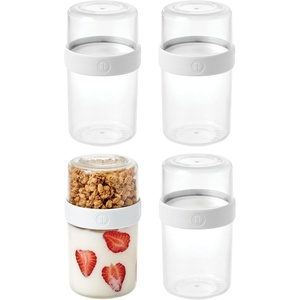 image:imageiDesign Medium Stack n Snack Food Containers  Stackable Snack Containers  Set of 2  ClearWhitePack of 4