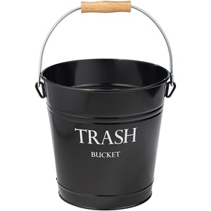 image:imageiDesign Metal Pail Trash Can for Bathroom Bedroom Home Office Dorm 1075 x 1075 x 105 White Finish with Vintage Black LetteringBlack