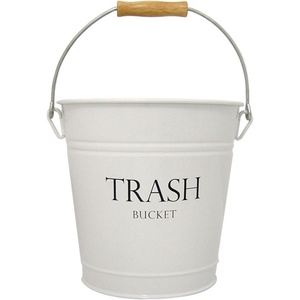 image:imageiDesign Metal Pail Trash Can for Bathroom Bedroom Home Office Dorm 1075 x 1075 x 105 White Finish with Vintage Black LetteringWhite