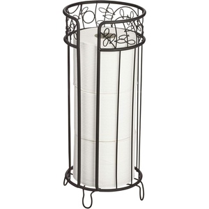 image:imageiDesign Metal Toilet Tissue Holder Stand 68 x 152 Bronze  The Twigz Collection Holds 3 Rolls of Toilet PaperMatte Black