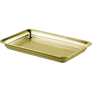 image:imageiDesign Metal Vanity Tray NonSlip Guest Towel Board for Bathroom Kitchen Office Craft Room Countertops Closets 65 x 10 x 1 Brushed Stainless Steel  NonSlip For Bathroom Kitchen Office Craft Room Guest Towel Board Countertops ClosetsSoft Brass