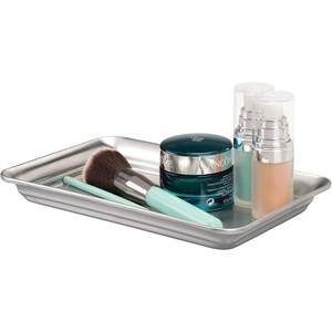 image:imageiDesign Metal Vanity Tray NonSlip Guest Towel Board for Bathroom Kitchen Office Craft Room Countertops Closets 65 x 10 x 1 Brushed Stainless Steel  NonSlip For Bathroom Kitchen Office Craft Room Guest Towel Board Countertops ClosetsBrushed
