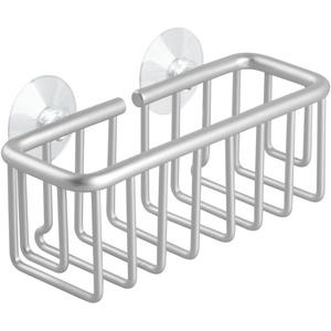 image:imageiDesign Metro Rustproof Aluminum Suction Sponge Holder for Kitchen Sink  Basket Silver  For Kitchen Sink RustproofSuction Sink Center