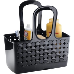 image:imageiDesign Orbz Plastic Bathroom Shower Tote Small Divided College Dorm Shower Caddy for Shampoo Conditioner Soap Cosmetics Beauty Products  BlushBlack