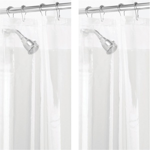 image:imageiDesign PEVA Mold and Mildew Resistant Plastic Shower Curtain Liner for Use Alone or With Fabric Curtain Set of 2 72 x 72 White  Mold and Mildew Resistant Plastic Use Alone or With Fabric CurtainClear