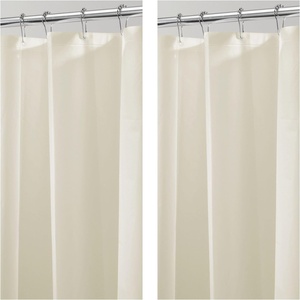 image:imageiDesign PEVA Mold and Mildew Resistant Plastic Shower Curtain Liner for Use Alone or With Fabric Curtain Set of 2 72 x 72 White  Mold and Mildew Resistant Plastic Use Alone or With Fabric CurtainSand