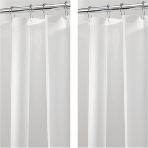 image:imageiDesign PEVA Mold and Mildew Resistant Plastic Shower Curtain Liner for Use Alone or With Fabric Curtain Set of 2 72 x 72 White  Mold and Mildew Resistant Plastic Use Alone or With Fabric CurtainFrost