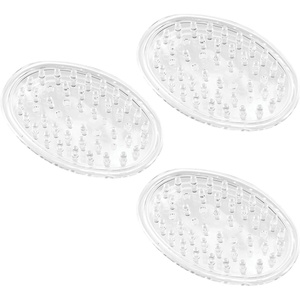 image:imageiDesign Plastic Soap Dish Soap Saver and Kitchen Sponge Holder  Set of 3 075 x 325 x 475 Clear  For Kitchen For BathClear Pack of 12