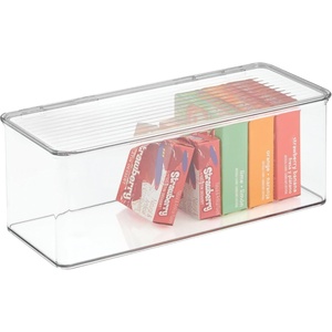 image:imageiDesign Plastic Stackable HingedLid Storage Box Set of 6 Clear  For Kitchen For Bathroom For OfficePack of 1