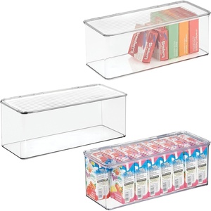image:imageiDesign Plastic Stackable HingedLid Storage Box Set of 6 Clear  For Kitchen For Bathroom For OfficePack of 3