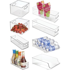 image:imageiDesign Plastic Stackable Pantry Bin Clear  Storage Bin with Handles For Cabinets or FridgeCombo Pack