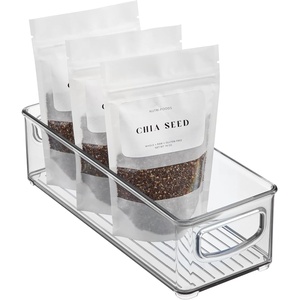 image:imageiDesign Plastic Stackable Pantry Bin Clear  Storage Bin with Handles For Cabinets or FridgePack of 1
