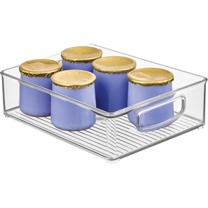 image:imageiDesign Plastic Stackable Pantry Bin Set of 2 Clear  Organizer Bin with Handles For Cabinets or FridgePack of 1